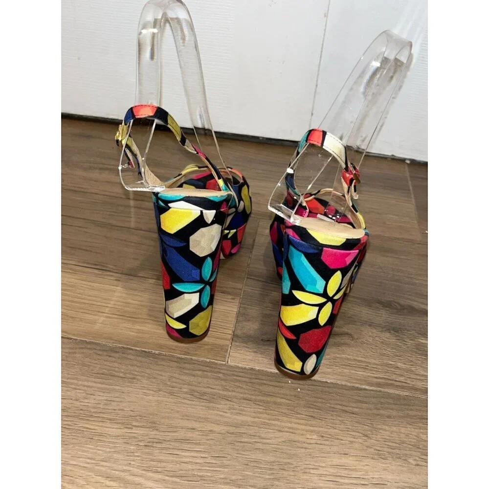 Kate Spade Multicolour Slingback Platform Heels Peep Toe Sandel Women's tSize 7